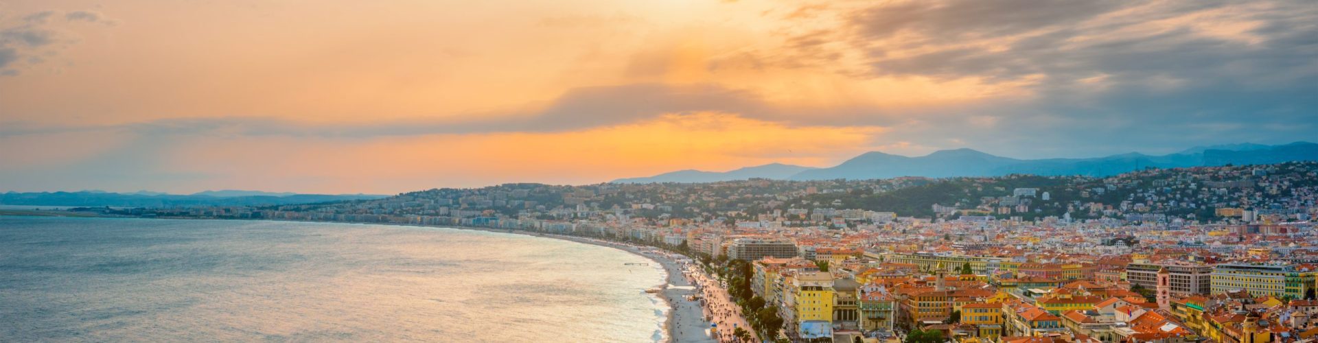 picturesque view of nice, france on sunset picturesque view of nice, france on sunset