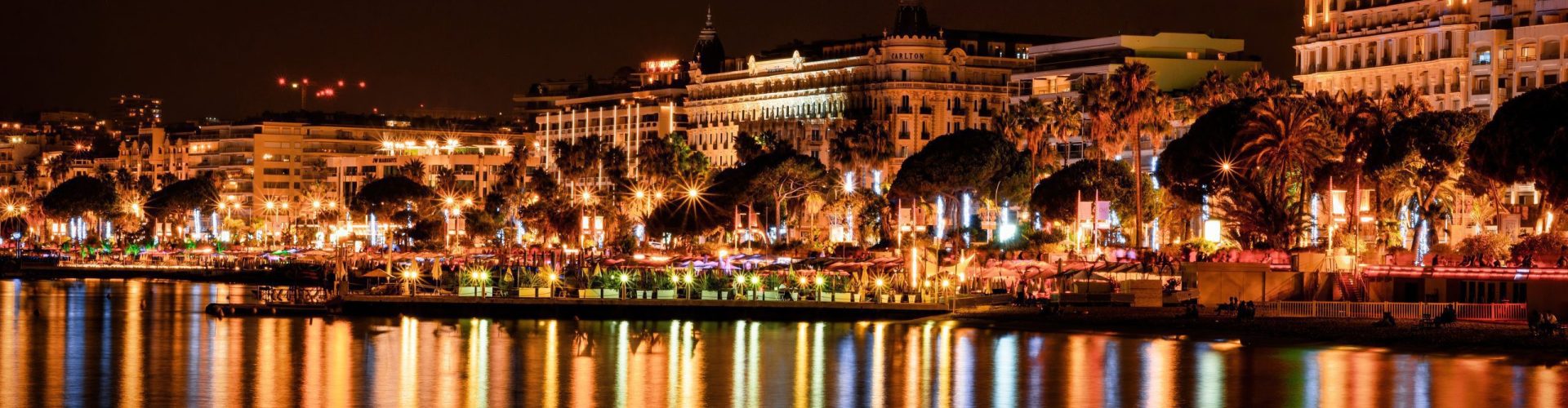 view of cannes at night, france view of cannes at night, france